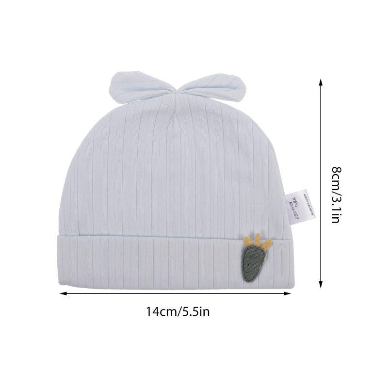 Newborn Cotton Beanie With Rabbit Ears Soft Nursery Cap For Baby Boys Girls 0 6 Months Blue - Image 3
