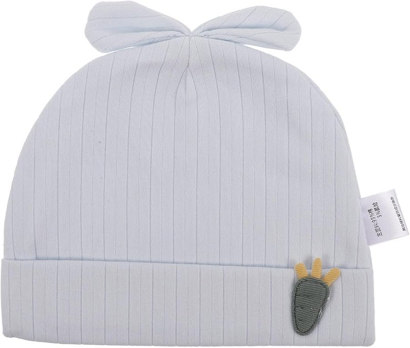 Newborn Cotton Beanie With Rabbit Ears Soft Nursery Cap For Baby Boys Girls 0 6 Months Blue - Image 1