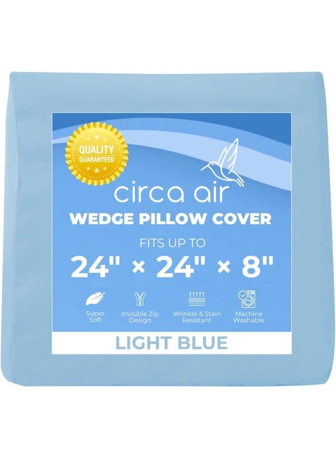 Circa Air Wedge Pillow Cover - Bed Wedge Pillow Case for Inflatable Wedge Pillow (24x24x8) Ultra Soft, 100% Mircofiber with Zip Cover, Machine Washable, Light Blue - Image 1