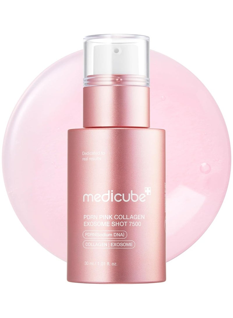 ميديكيوب سيروم PDRN الوردي بالكولاجين الإكسوسومي بتركيز 7500 جزء في المليون | مُعزز سائل للبشرة | إكسوسوم، حمض نووي سمك السلمون PDRN، أشواك | لون بشرة غير موحد، عناية بالمسام، ملمس البشرة | العناية بالبشرة الكورية 1.01 أونصة سائلة - Image 1