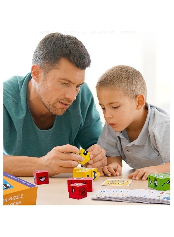 Wooden Face-Changing Expression Puzzle Building Blocks Educational Game for Kids - Image 2