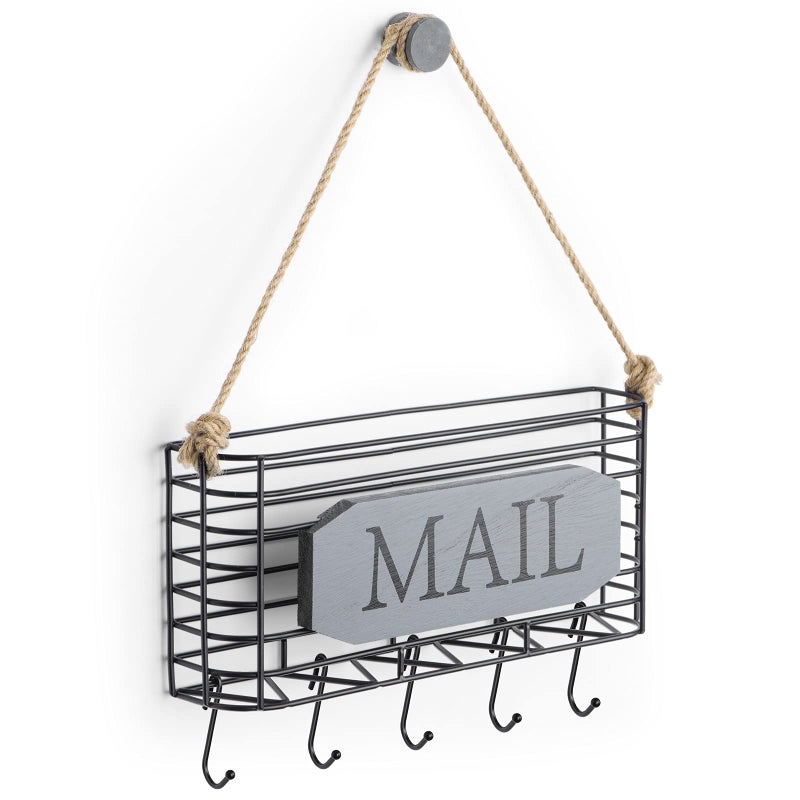 SRIWATANA Mail Holder Wall Mount Mail Organizer Key Holder for Wall Small Size Weathered Grey
