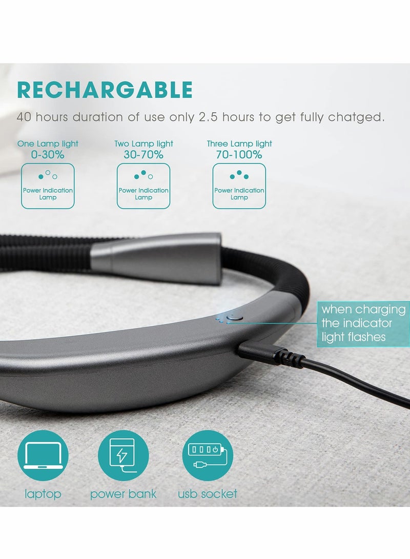 Rechargeable LED Neck Reading Light with Flexible Arms, Ideal for Bedtime Reading, Features Stepless Dimming for Customized Brightness. - Image 5
