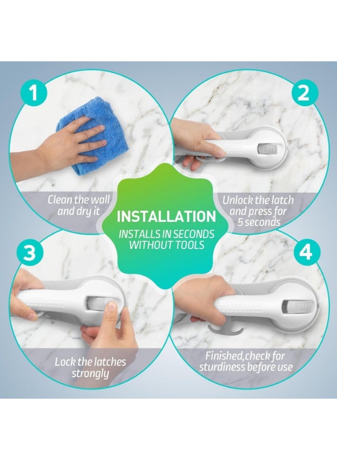 Bathroom Safety Grab Handles with Triple Suction Support, Anti-Slip Shower and Bathtub Assistance Bars, Easy No-Drill Installation for Enhanced Daily Stability, Pack of 2 - Image 3