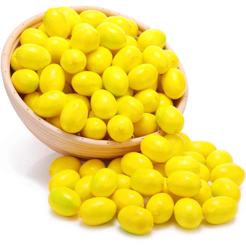100 Pcs Mini Artificial Lemon Fake Fruit Lemon Faux Artificial Simulation Lemon Summer Realistic Kitchen Fruit Decor Lifelike Lemon Decoration for Home Kitchen Table 12 x 18 InchYellow
