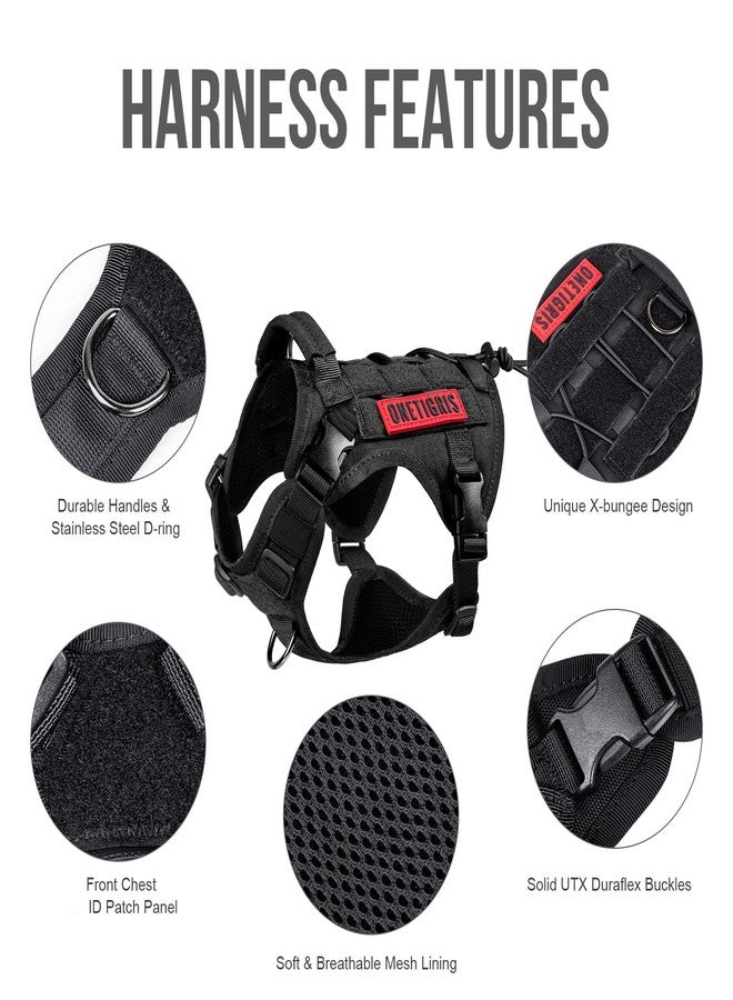 OneTigris Tactical Dog Harness Vest,No-Pull Service Dog Vest with Hook & Loop Panels,Adjustable Dog Vest Harness for Walking Hiking Training(Black,XXS) - Image 3