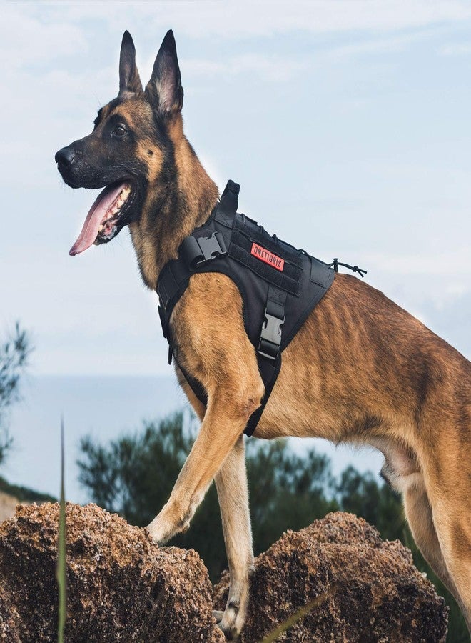 OneTigris Tactical Dog Harness Vest,No-Pull Service Dog Vest with Hook & Loop Panels,Adjustable Dog Vest Harness for Walking Hiking Training(Black,XXS) - Image 5