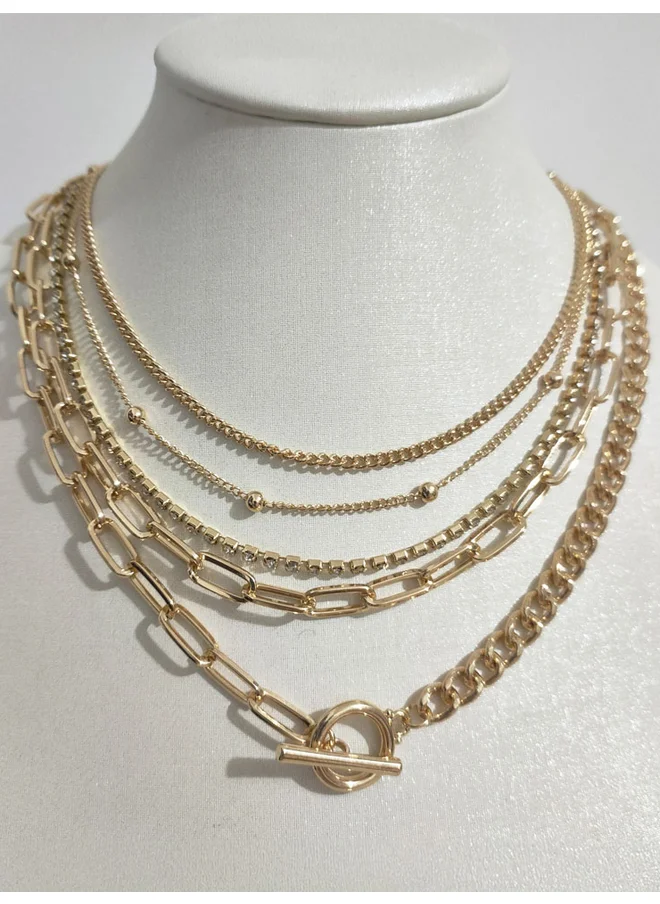 ستايلي Styli Set of 5  - Textured Chain Necklace
