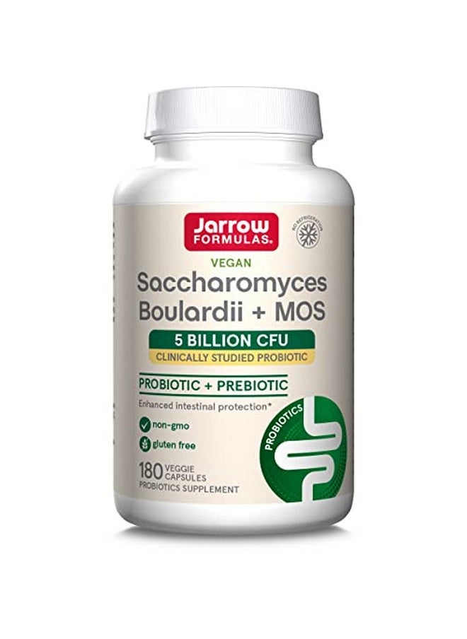 jarrow formulas Saccharomyces Boulardii + Mos Clinically Studied Probiotic + Prebiotic Supplement 5 Billion Cfu 180 Servings (Veggie Caps) Enhanced Intestinal Tract Support & Protection  - Image 1