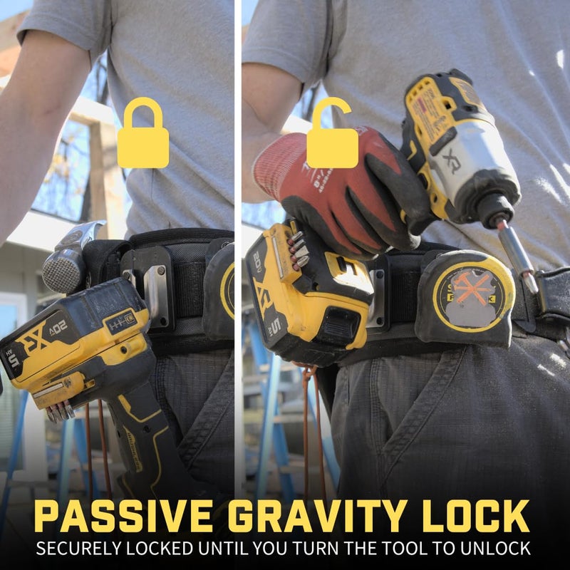Holstery PinPal Pro | Universal Tool Holster - Gravity Locking Clip-On Tool Belt Holder for Drills, Impacts, and Other Tools (with Pin Kit for Milwaukee M18) - Image 3