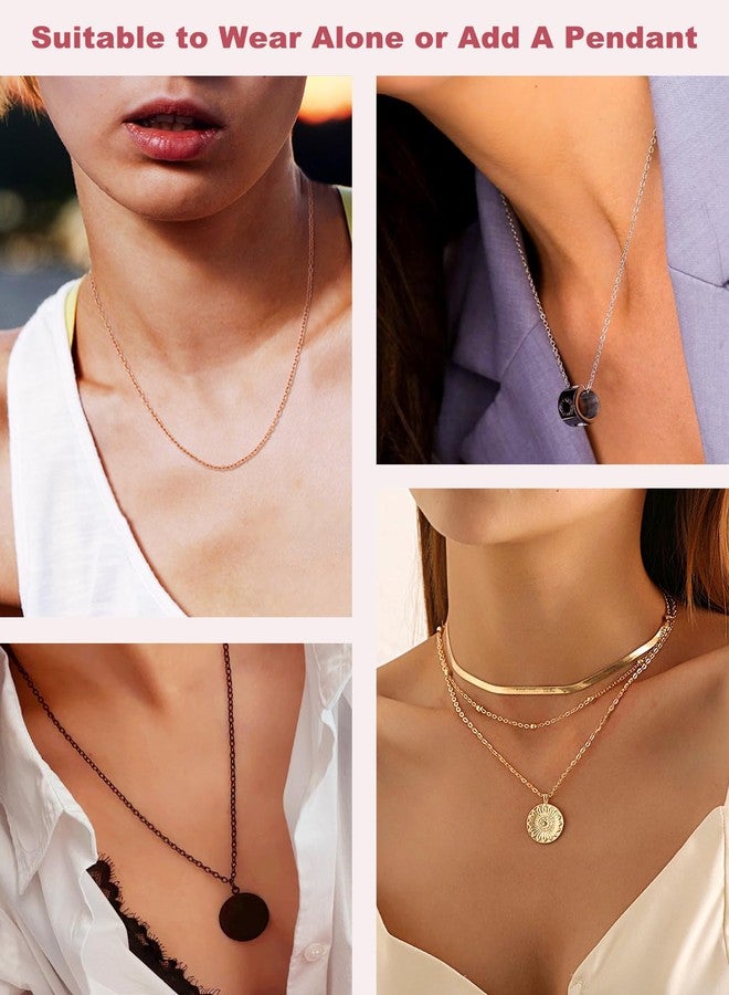 FOCALOOK Gold Chain Necklace Womens Rolo Cable Chain 14K Gold Plated 2mm 30 Inch Long - Image 4