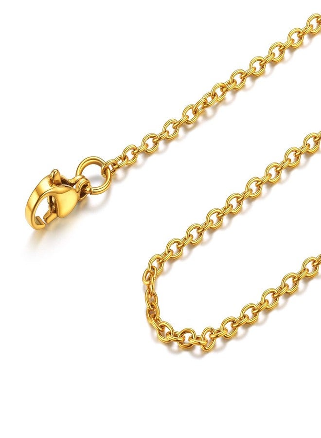FOCALOOK Gold Chain Necklace Womens Rolo Cable Chain 14K Gold Plated 2mm 30 Inch Long - Image 1