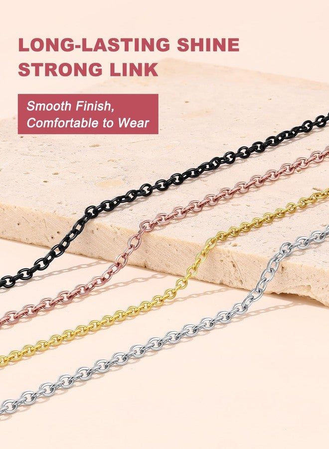 FOCALOOK Gold Chain Necklace Womens Rolo Cable Chain 14K Gold Plated 2mm 30 Inch Long - Image 3