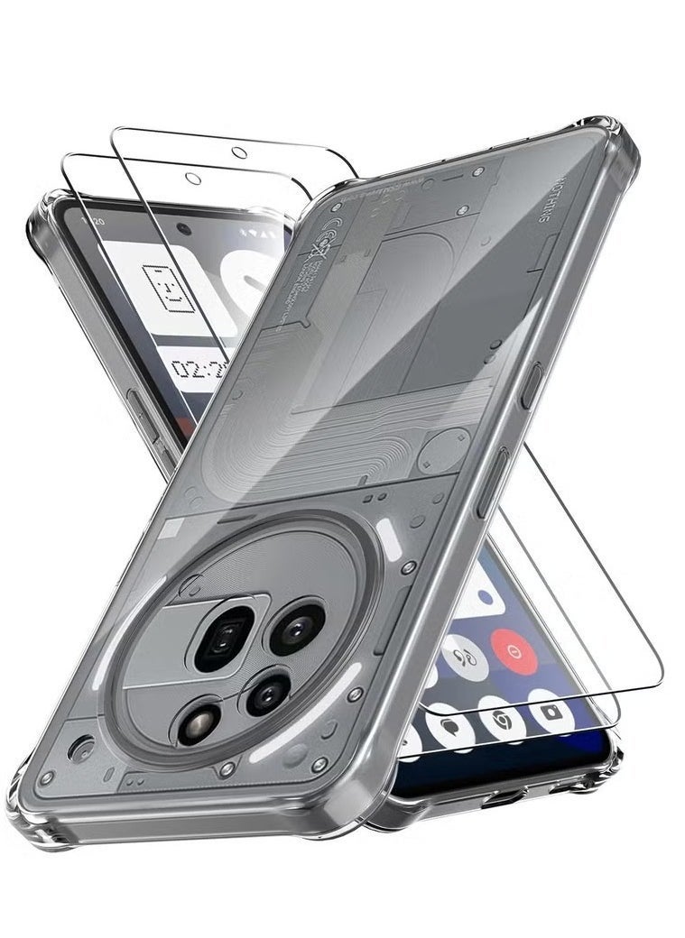 راكسوم جراب حماية كامل لهاتف Nothing Phone 3a Pro مع واقي شاشة زجاجي مقوى (عبوتان) - مقاوم للخدش، شفاف بدقة Full HD، مقاوم للصدمات، تصميم نحيف ومتين، مناسب لهاتف Nothing Phone 3a Pro بشاشة 6.7 بوصة. - Image 1