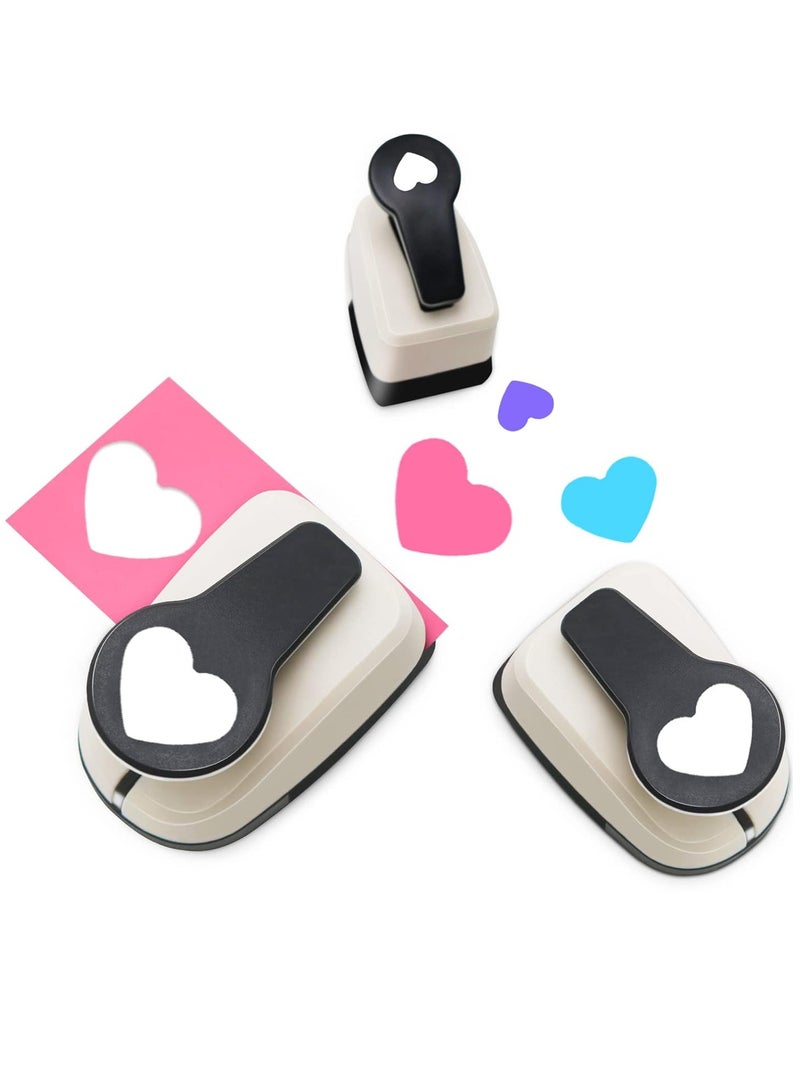 Zikra Heart Hole Punch, Heart Hole Puncher, Heart Punches for Paper Crafts, Heart Shaped Hole Punch, 1 inch, 5/8 inch, 3/8 inch Hole Punchers Set - Image 1