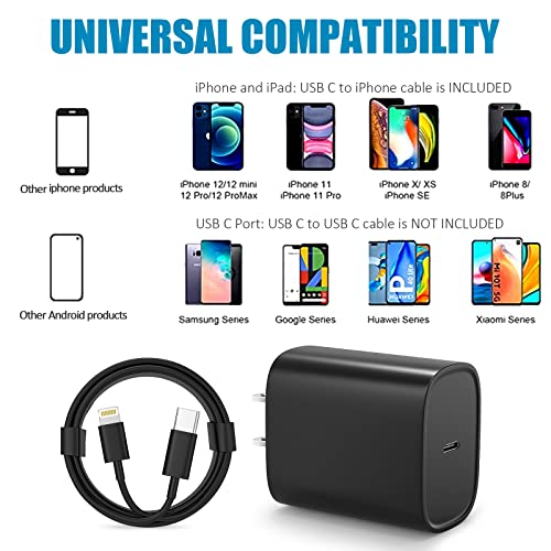 DiHines Phone 14 13 12 11 Fast Charger USB C Wall Charger [2-Pack] 10FT Fast Charging Cable Compatible with Phones 14/14 Pro/14 Pro Max/Phone 13/12/11/X/8/7/6/Pad Pro/Mini,Black - Image 5