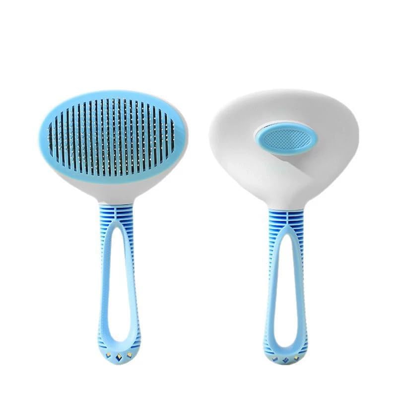KERFORA Pet Grooming Easy One-Click Pet Hair Removal Brush - Gentle Grooming for Dogs & Cats Suitable for Pets with Long or Short Hair Ergonomic Grooming Brush (Blue) - Image 1