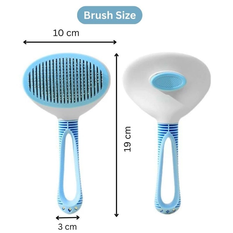 KERFORA Pet Grooming Easy One-Click Pet Hair Removal Brush - Gentle Grooming for Dogs & Cats Suitable for Pets with Long or Short Hair Ergonomic Grooming Brush (Blue) - Image 3