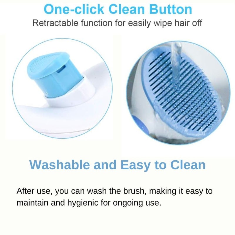 KERFORA Pet Grooming Easy One-Click Pet Hair Removal Brush - Gentle Grooming for Dogs & Cats Suitable for Pets with Long or Short Hair Ergonomic Grooming Brush (Blue) - Image 2