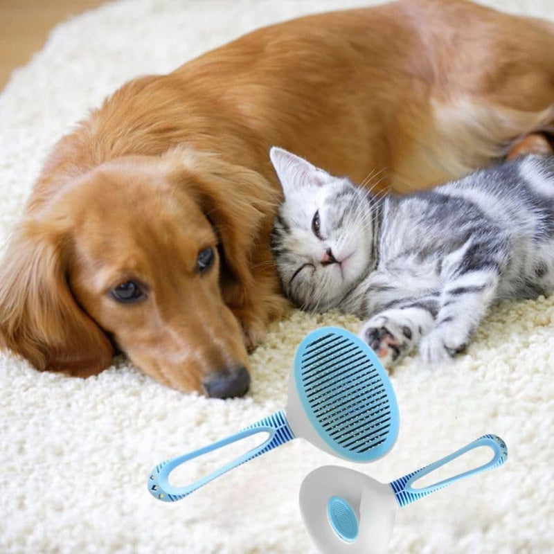 KERFORA Pet Grooming Easy One-Click Pet Hair Removal Brush - Gentle Grooming for Dogs & Cats Suitable for Pets with Long or Short Hair Ergonomic Grooming Brush (Blue) - Image 5