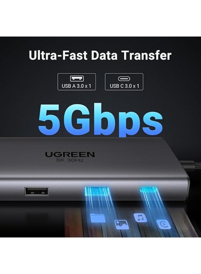 UGREEN ECO UGREEN Revodok Pro USB C Hub 10-in-1 Dual Monitor Docking Station with Single 8K@30Hz Dual HDMI 4K@60Hz, SD Card Reader, Ethernet Port, USB A and Type C Data Port,100W PD Charging for MacBook Dell HP - Image 2