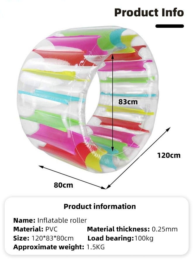 دوركو قابل للنفخ المياه الأسطوانة العائمة للأطفال - عجلة حمام السباحة الملونة العملاقة ، لعبة الصيف الممتعة لحفلة حمام السباحة ، اجتماعات العائلة في الهواء الطلق ، التخزين المريح والحمولة - Image 3