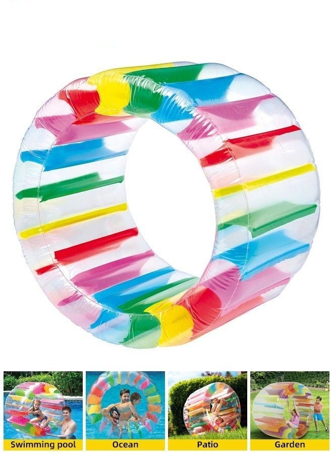 دوركو قابل للنفخ المياه الأسطوانة العائمة للأطفال - عجلة حمام السباحة الملونة العملاقة ، لعبة الصيف الممتعة لحفلة حمام السباحة ، اجتماعات العائلة في الهواء الطلق ، التخزين المريح والحمولة - Image 1
