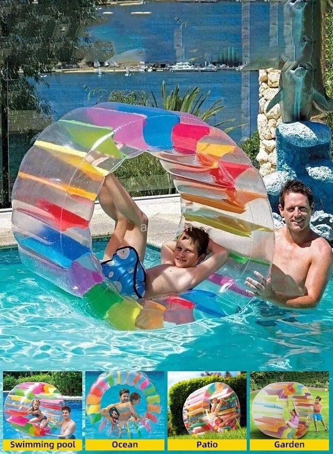 دوركو قابل للنفخ المياه الأسطوانة العائمة للأطفال - عجلة حمام السباحة الملونة العملاقة ، لعبة الصيف الممتعة لحفلة حمام السباحة ، اجتماعات العائلة في الهواء الطلق ، التخزين المريح والحمولة - Image 2