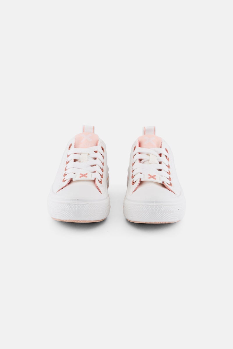 Xti Kids Girl Z Lona Lace Up Training Sports Shoes, White  - Image 3
