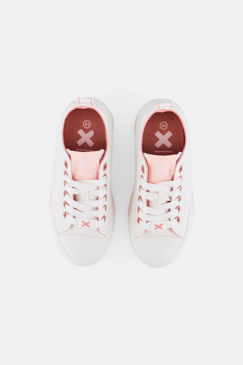 Xti Kids Girl Z Lona Lace Up Training Sports Shoes, White  - Image 2