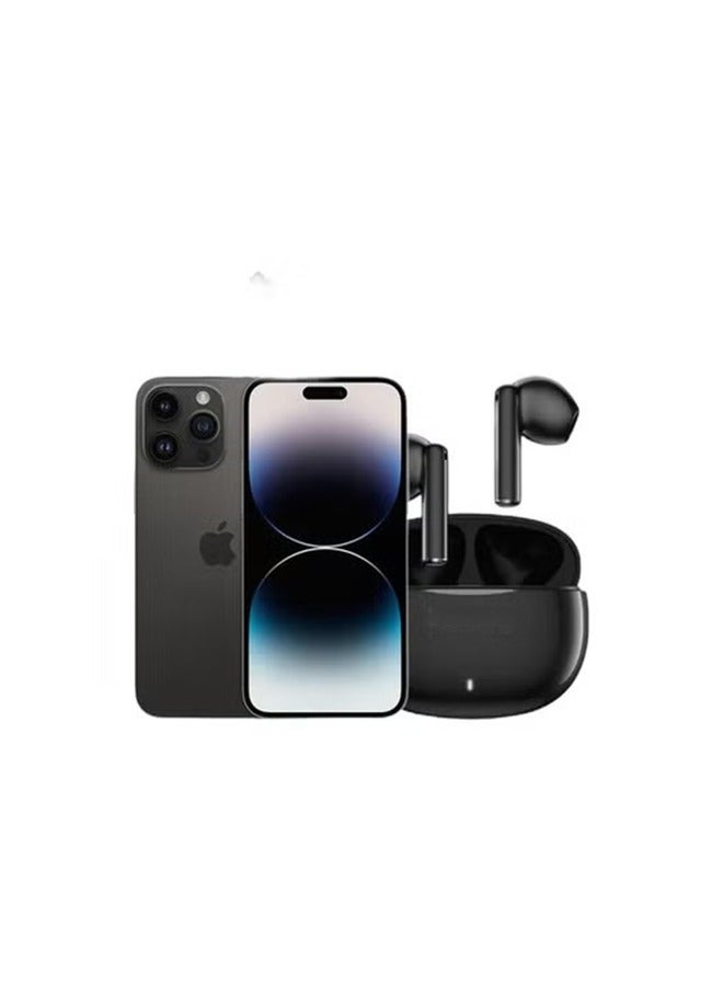Apple Renewed - iPhone 14 Pro 128GB Space Black 5G With Facetime - International Version & Renewed - E310 True Wireless Stereo Earbuds, Bluetooth 5.3, 13mm Drivers, AI Call Noise Reduction, 20 Hours Playtime, USB-C Charging, Lightweight - Black , with 1-Year Replacement Warranty Bundle - Image 1
