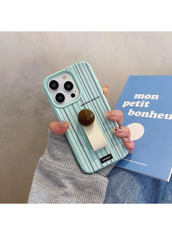 NIBEMINENT Protective TPU Case Cover For iPhone 17 Pro, Stripe 3D Brown Round Ball Ring Buckle