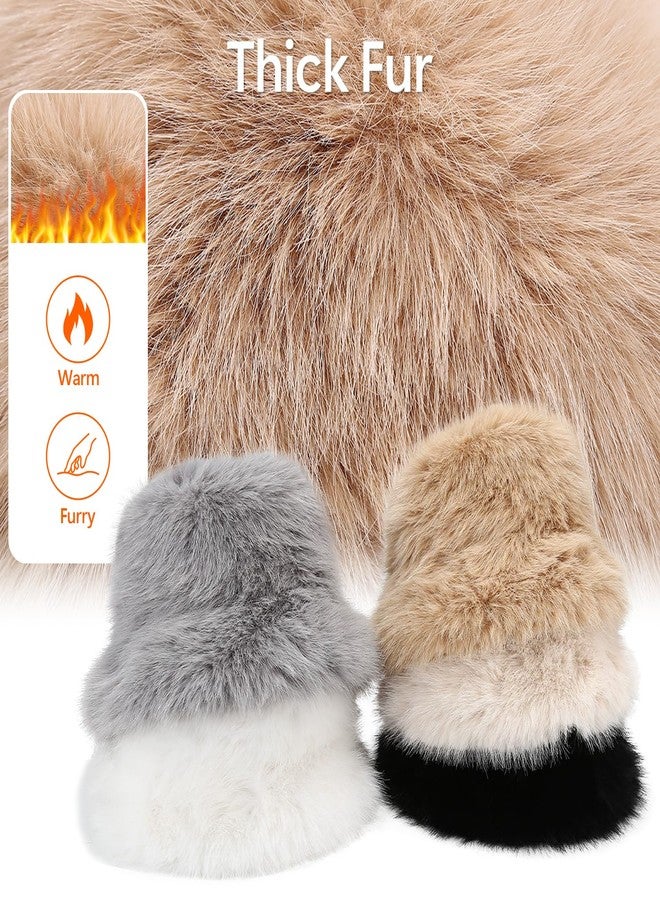 Peicees Faux Fur Hats for Women Winter Furry Bucket Hat Fuzzy Russian Ushanka for Ladies Warm Cute Black - Image 2