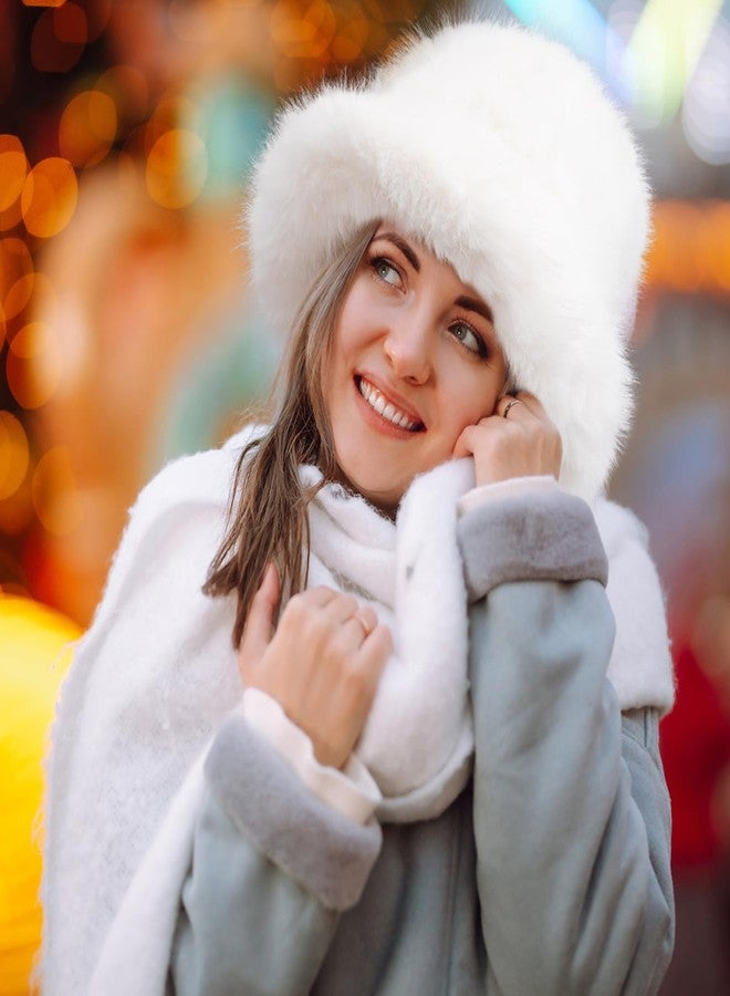 Peicees Faux Fur Hats for Women Winter Furry Bucket Hat Fuzzy Russian Ushanka for Ladies Warm Cute Black - Image 4