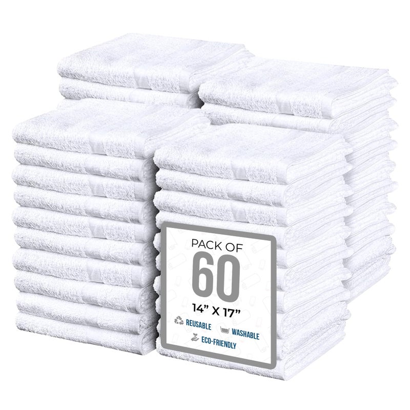 SIMPLI-MAGIC Commercial Grade Soft Plush Cotton Terry Towels  60-Pack  White - Image 1