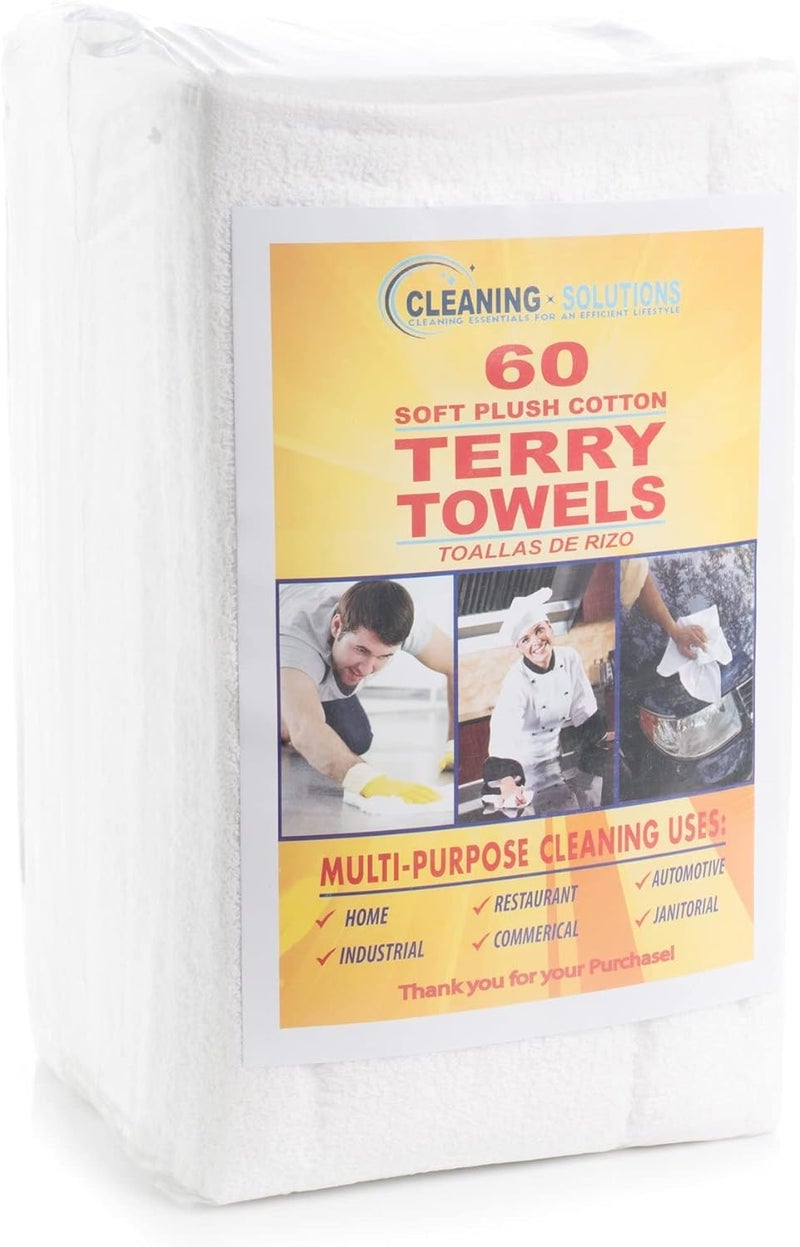 SIMPLI-MAGIC Commercial Grade Soft Plush Cotton Terry Towels  60-Pack  White - Image 2