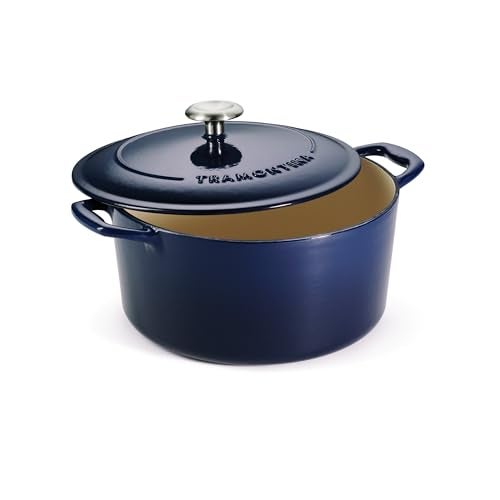 Tramontina Bestow Enameled Cast Iron Dutch Oven Pot with Lid, Round 5.5-quart, Blue - Image 1