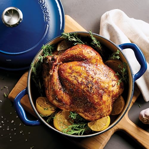 Tramontina Bestow Enameled Cast Iron Dutch Oven Pot with Lid, Round 5.5-quart, Blue - Image 2