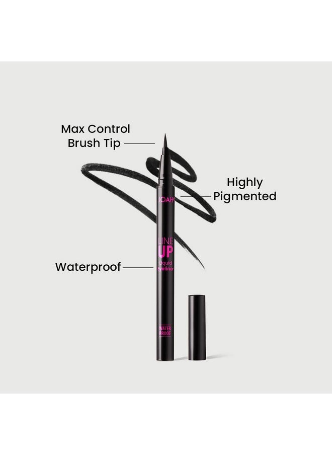JOAH Line Up Liquid Eyeliner With Precision Brush Tip Waterproof Long Lasting Smudge Proof Eye Liner Blackest Black  - Image 3