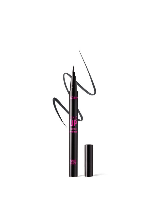 JOAH Line Up Liquid Eyeliner With Precision Brush Tip Waterproof Long Lasting Smudge Proof Eye Liner Blackest Black  - Image 2