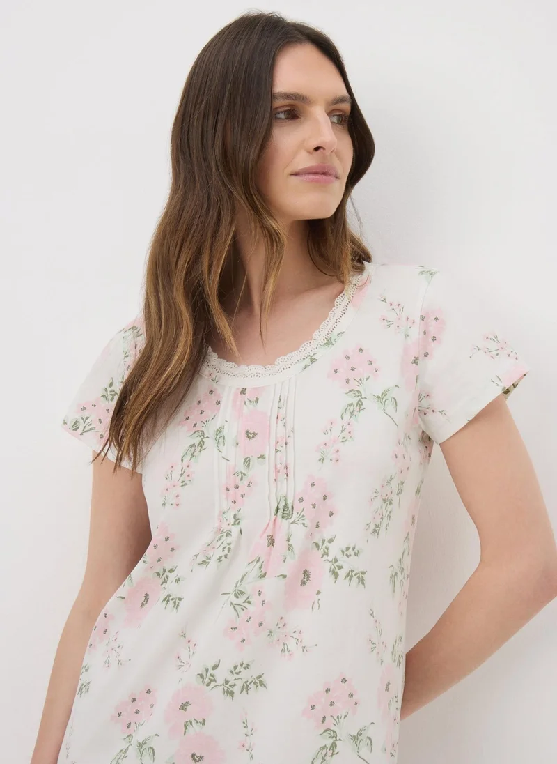Matalan Pink Floral Lace Nightie