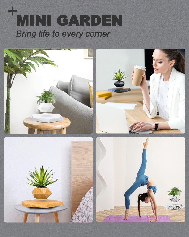 Ronsoile Levitating Plant Pot, Floating Plant Pot for Air Bonsai Planter, Magnetic Levitating Flower Pot Planter for Office Home Decoration, Ideal Home Gift for Halloween Thanksgiving Christmas (White) - Image 5