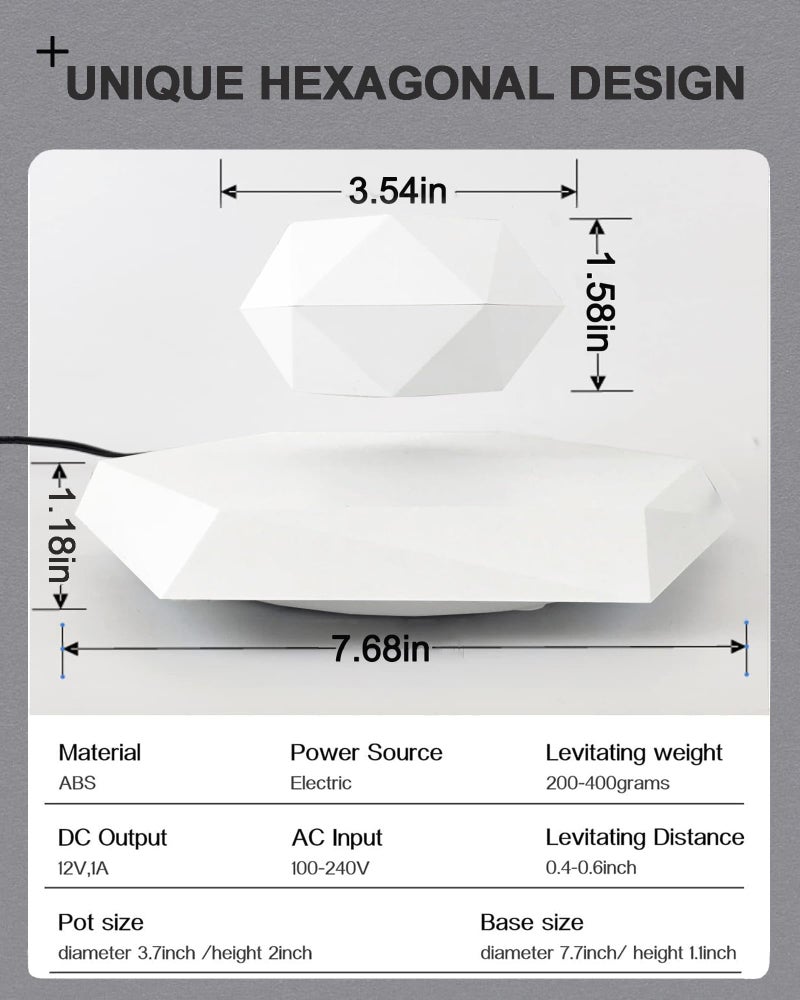 Ronsoile Levitating Plant Pot, Floating Plant Pot for Air Bonsai Planter, Magnetic Levitating Flower Pot Planter for Office Home Decoration, Ideal Home Gift for Halloween Thanksgiving Christmas (White) - Image 4
