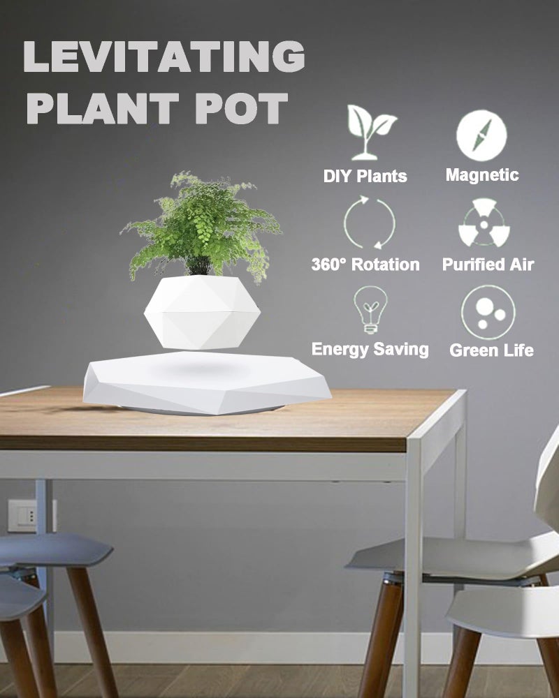 Ronsoile Levitating Plant Pot, Floating Plant Pot for Air Bonsai Planter, Magnetic Levitating Flower Pot Planter for Office Home Decoration, Ideal Home Gift for Halloween Thanksgiving Christmas (White) - Image 3