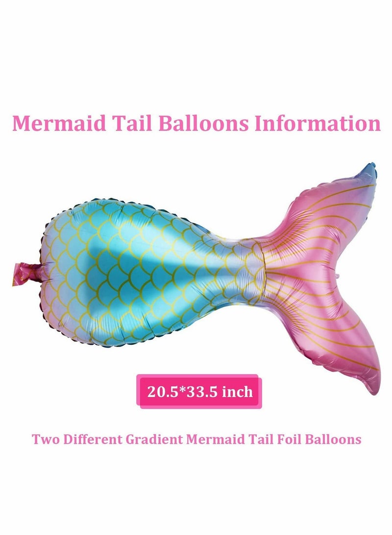 Excefore Mermaid Tail Balloon,Mermaid Foil Balloon Bright Colored for Sea Theme Party Supplies Birthday Wedding Decoration Video Music Karaoke Social Media Boys Girls, 6 PCS (Blue Pink, Blue Green) - Image 3