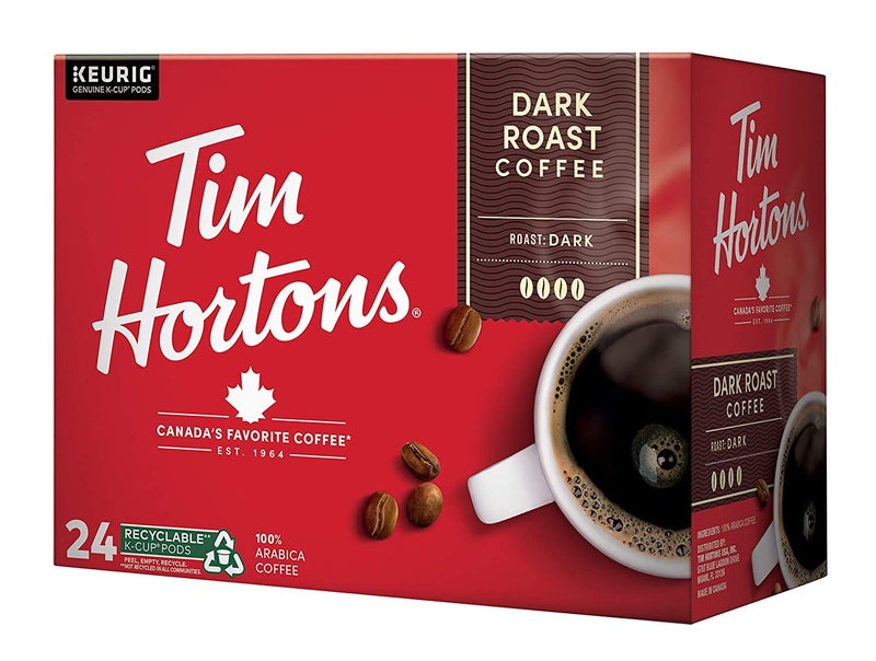 Tim Hortons Dark Roast Coffee, Single-Serve K-Cup Pods Compatible with Keurig Brewers, 24ct K-Cups - Image 1