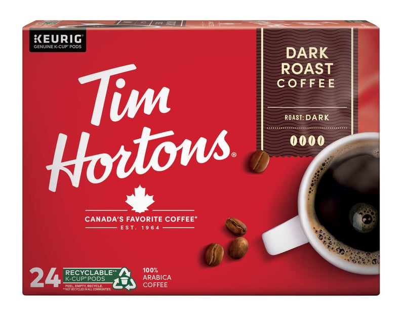 Tim Hortons Dark Roast Coffee, Single-Serve K-Cup Pods Compatible with Keurig Brewers, 24ct K-Cups - Image 2