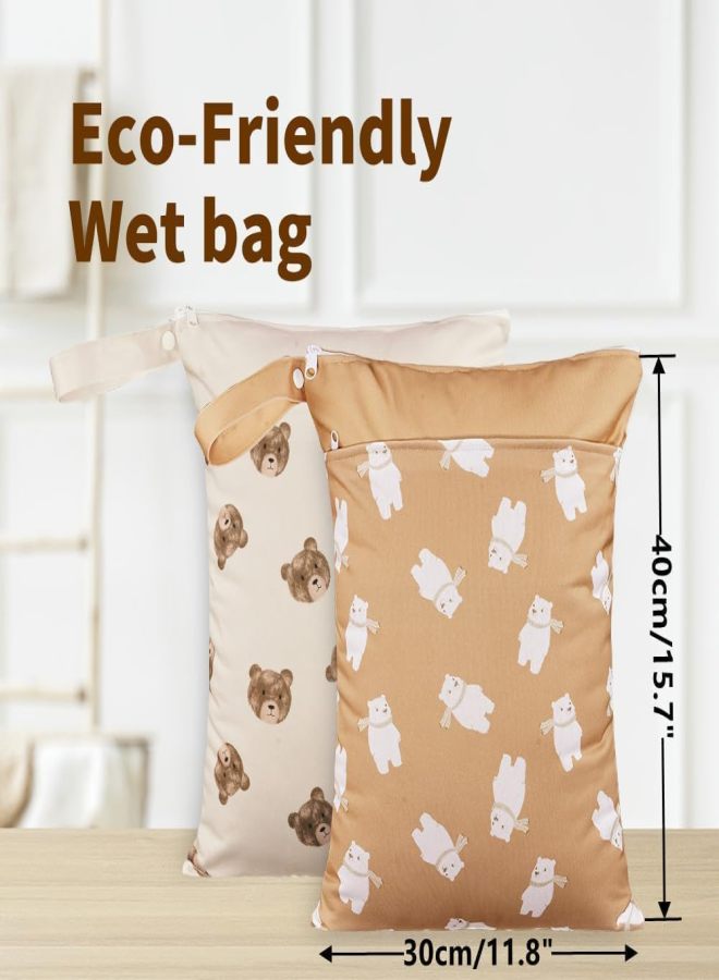 Double compartment dry and wet separation storage bag 2-piece set (with handle): reusable, can store breast pump accessories, baby products, can also be used as waterproof diaper bags, yoga fitness bags to store swimsuits or wet clothes, size 11.8 * 15.75 inches - Image 2