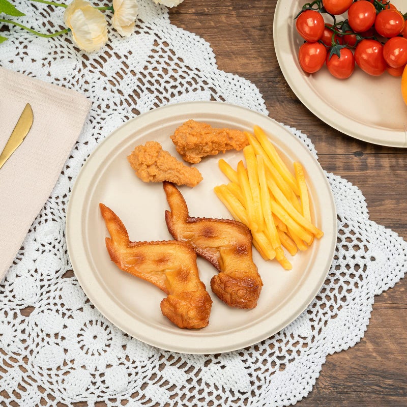 RACETOP Compostable Paper Plates 9 Inch [150 Pack]  Disposable Biodegradable Heavy Duty Paper Plates  Made of Natural Sugarcane Fibers  Unbleached Brown  Round - Image 3