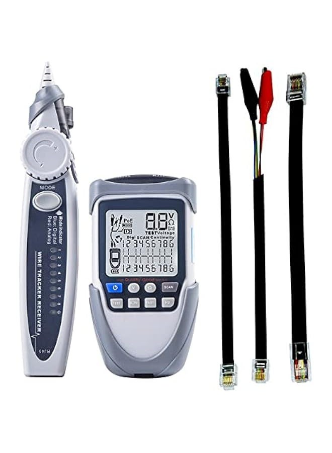 Generic Handheld Portable Network Cable Tester LCD Large Screen Display Digital We Continuity Battery Voltage Polarity Checking POE Test Multi-function Cable Tester with Flashlight  - Image 1